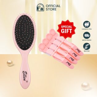 Ellen Hair Brush Set + Hair Clip - Pink HBC01-2