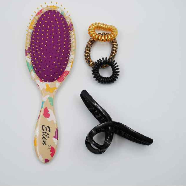 Ellen Hair Brush Set + Hair Clip & Bands - Butterfly HBC02-2 - Image 4