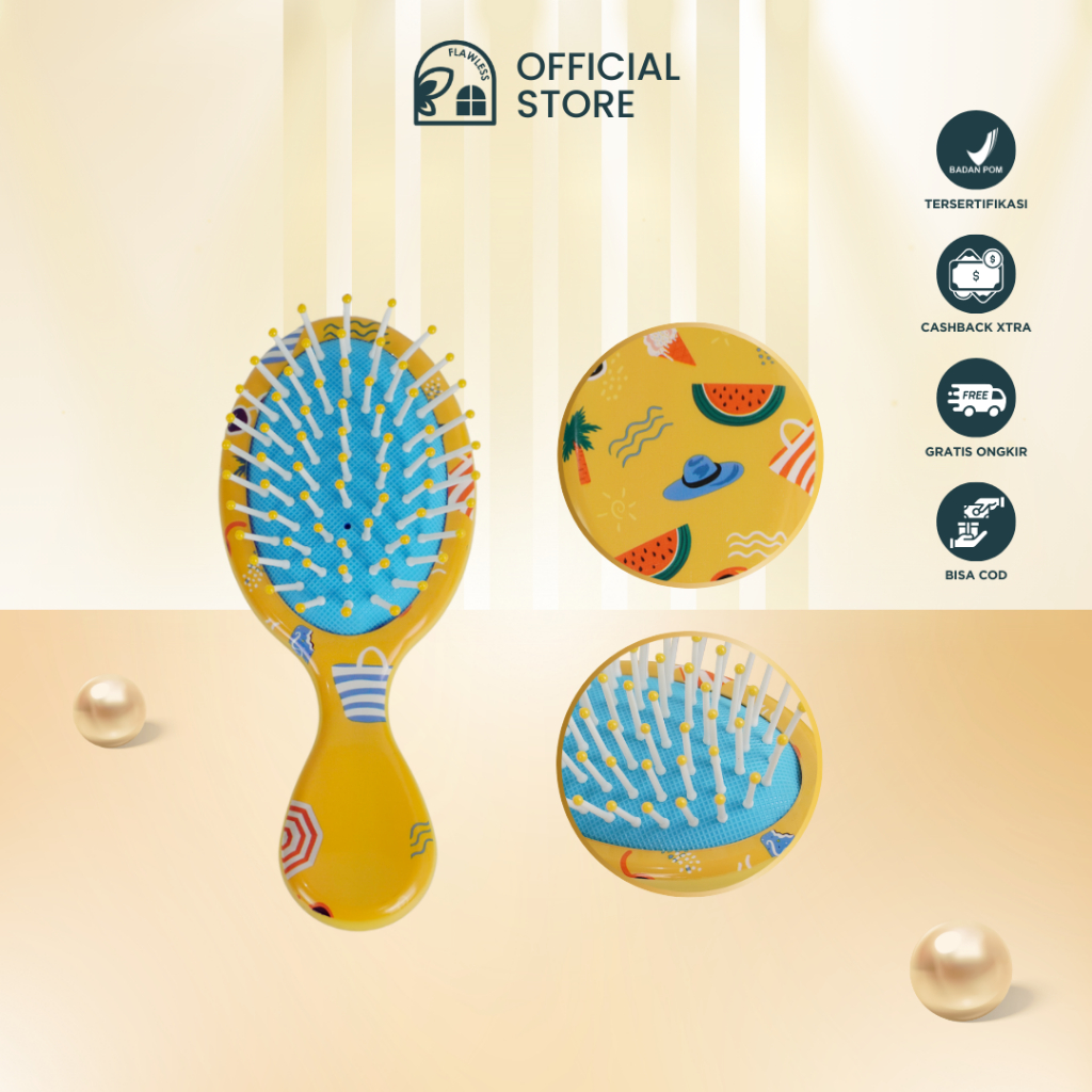 Erina Mini Cushion Hair Brush - Sunshine Yellow, Anti Kusut & Travel-Friendly 26-2 - Gambar 2